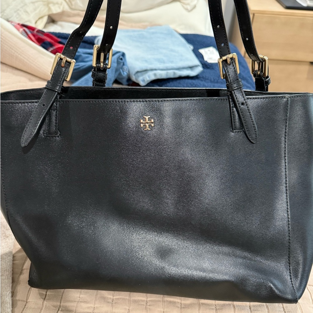 Tory Burch Black Leather Tote Bag